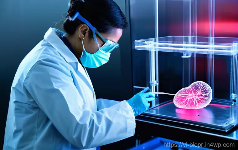 바이오프린팅의 혁신적 디자인 접근법 - **Prompt 1: Cutting-Edge Bioprinting in Action**
    "A high-tech, brightly lit laboratory scene fea...