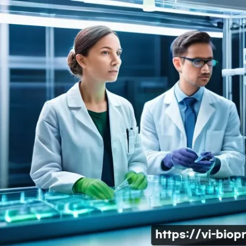 바이오프린팅 기술의 사회적 수용성 - **Prompt:** A high-resolution, futuristic laboratory scene bathed in soft, sterile light. In the cen...