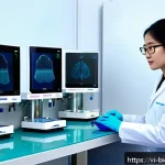 Home 18 바이오프린팅을 통한 보건의료 접근성 향상 - A modern Vietnamese hospital laboratory scene showcasing a skilled technician operating an advanced ...